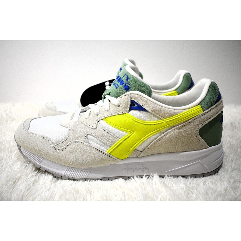 Diadora N92 Italian Vintage Running Sneakers White Yellow Green Blue Men’s 13